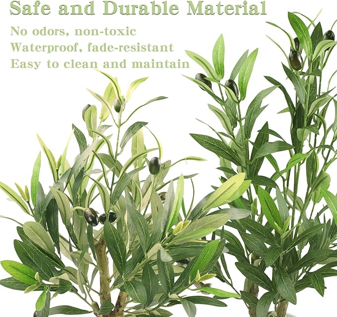 Abyjifar 22" Artificial Olive Tree with Ceramic Pot, Faux Green Potted Plants Indoor Fake Greenery Olive Branches Stems in Pot for Tabletop Desk Office Kitchen Living Room Bedroom Bathroom Home Decor