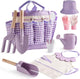 ROBUD Kid Gardening Set, Purple Wooden Garden Tool for Kid, Garden Tool Kit with Tool Storage Bag, Apron, Gloves, Montessori Toys for Kids to be Closed to Nature, WRP52