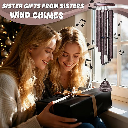 Fusui Sister Gifts Wind Chimes 32", Gifts for Sisters, Big Sister Birthday Gift from Sis/Brothers, Christmas Mothers Valentines Day Graduation Gift for Sisters, Best Sis Ever Presents for Women