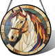 Stained Glass Window Hanging, Animal Horse Colored Mane Sun Catchers Glass Panel Cool Suncatcher Decor for Birthday for Women, Men, Wife, Aunt, and Mom 14.9x14.9 in