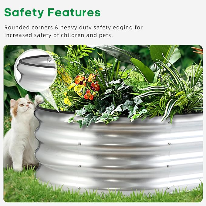 JERIA Raised Garden Bed,Galvanized Raised 2 Pcs 4×2×1ft Planter Boxes Outdoor with Easy Assembly, Large Garden Bed for Vegetables, Fruits, Flower