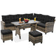 KROFEM 6 Piece Patio Furniture Set, Dining and Conversation Set