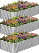 3 Pack Tall Raised Beds for Gardening, Corrugated Galvanized Steel Raised Garden Bed, Outdoor Metal Above Ground Garden Bed for Vegetables and Flowers-4x2FT