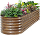 ZORMY Galvanized Raised Garden Bed Outdoor- 8x2x1.4ft Oval Steel Raised Beds for Gardening, Metal Planter Box with Protective Strip and Gloves for Vegetables, Flowers, Fruits(Brown)