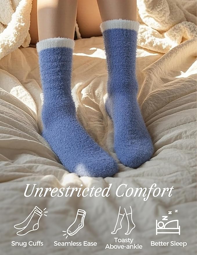 TEHOOK Warm & Cozy Valentines Gifts for Women, Fluffy Fuzzy Plush Sleeping Slipper Socks - Soft Warm Fabric