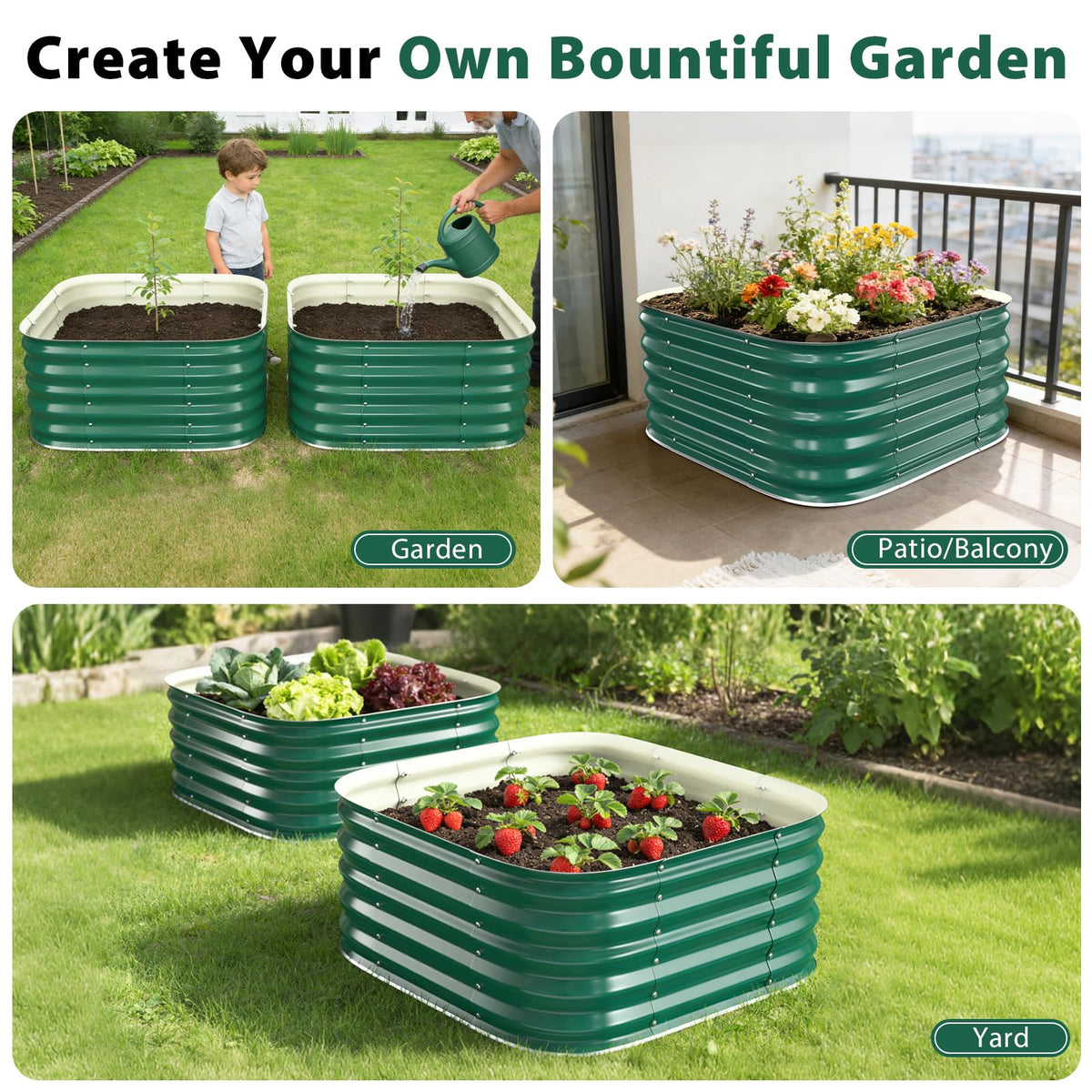 16.5" Deep Raised Garden Bed 2.3x2.3 ft for Vegetables, Herbs & Flowers