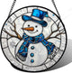 DASTOLL Stained Glass Window Hanging Christmas Snowman Blue White Large 11.8" - Suncatcher Door Garden Sun Catcher Home Decor Birthday Mother's Day Xmas Gift for Mom Men Woman Her Nana Parents Girl