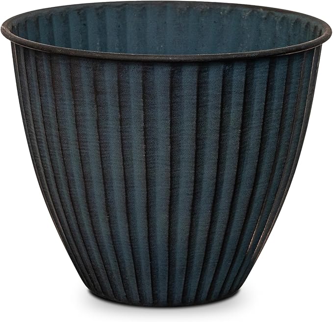 Headwind Monroe Natural Ironstone Collection - 14 Inch Ocean Blue Plant Pot – for Succulent Pots, Flower Pot, Planters for Indoor Plants & Outdoor Planter Pots for Plants by Robert Allen