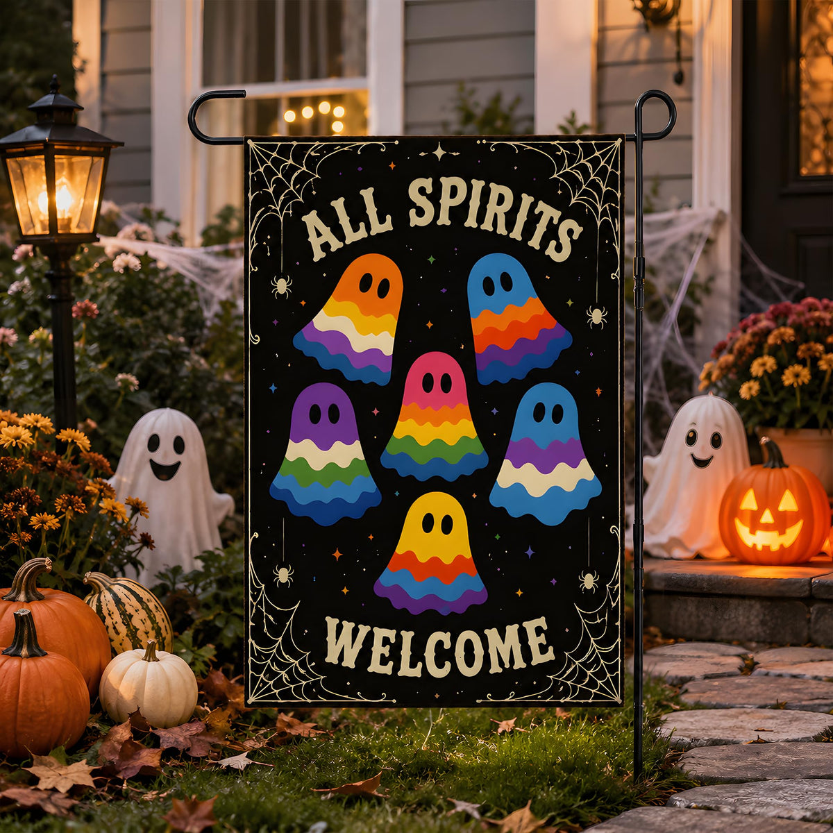 Halloween Decorations - All Spirits Welcome Halloween Garden Flag