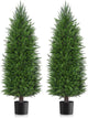 AOKIIE 4FT Artificial Topiary Cedar Plants Outdoor, Faux Pine Trees UV Resistant and Potted, 48 Inch Tall Fake Shrubs Evergreen for Front Porch Decor Set of 2