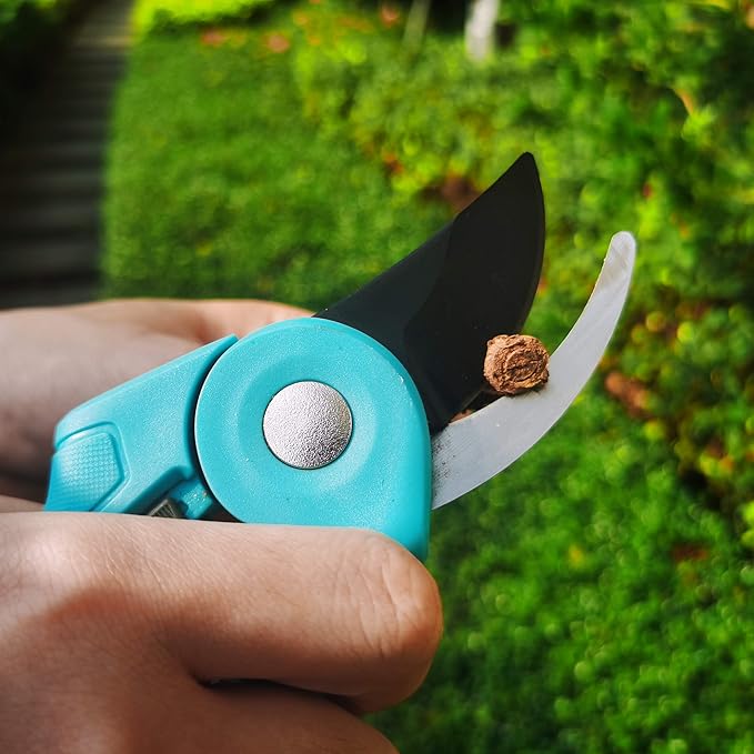8” Pruning Shears for Gardening Stainless Steel Gardening Hand Pruner, Bypass Pruning Shears Steel Blades with Adjustable Up to 3/4" Cut, Non-stick Coating