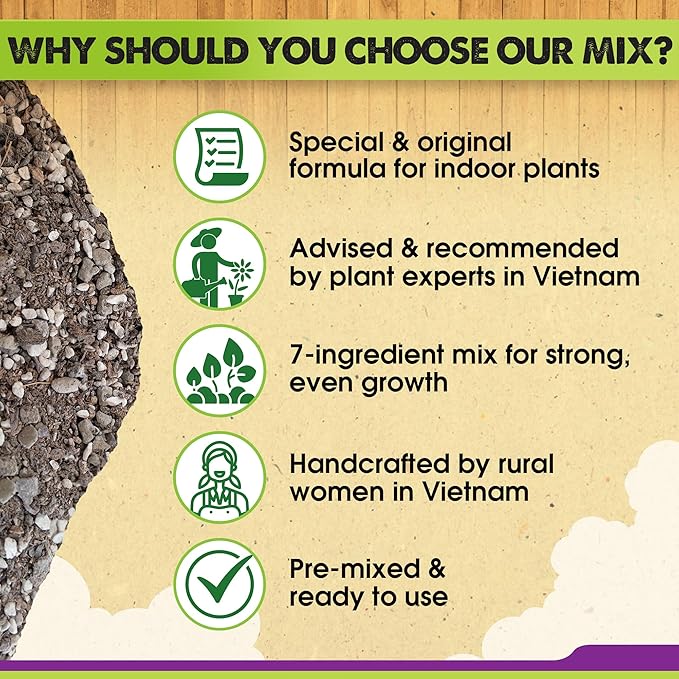 DUSPRO Recycle Pre-Mixed House Plant Soil Aroid Potting Mix 7-in-1 with Coco Coir, Peat Moss, Perlite, Worm Casting, Pumice, Pine Bark & Gypsum, Tropical Potting Mix for Indoor Plants, Herbs 2QRT