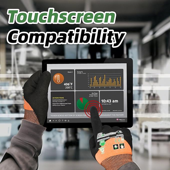 Schwer ANSI A6 Cut Resistant Gloves, CR3709 Cut Proof Work Gloves, Touch-screen Cutting Gloves, 3/4 Dipped Coating for Woodworking, Glass Metal Cutting, Construction, Fishing, S,1 pair