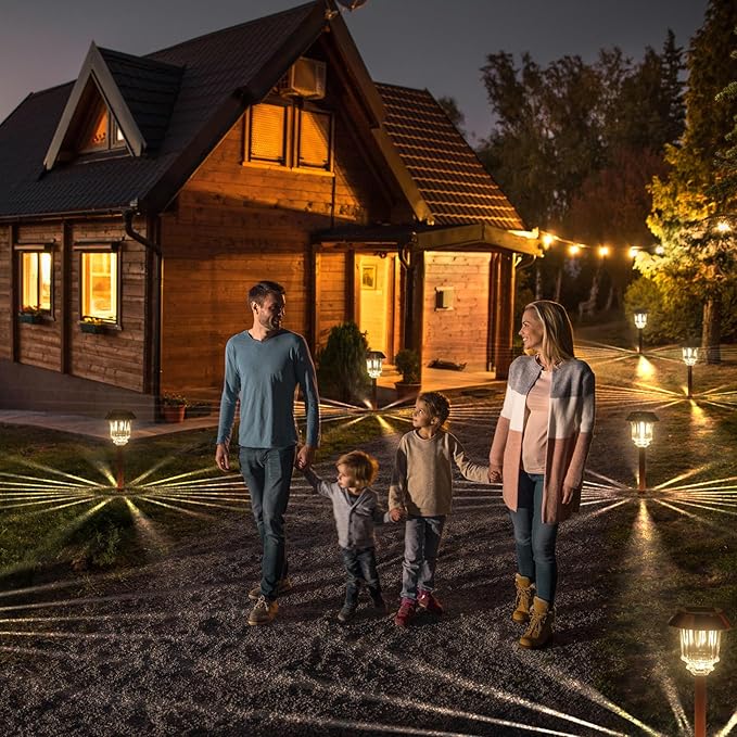 XMCOSY+ Solar Pathway Lights Outdoor - 6 Pack Solar Garden Lights, 10-40 LM Dimmable Solar Lights Outdoor Waterproof Auto On/Off IP 65 Solar Powered Landscape Lighting for Patio Walkway Driveway