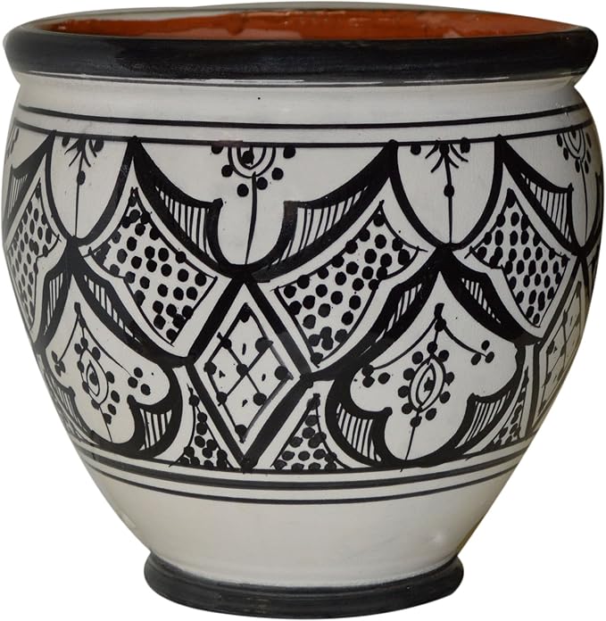 Treasures Of Morocco Flower Pot Moroccan Spanish Garden Drain Hole Ceramic Planter Handmade