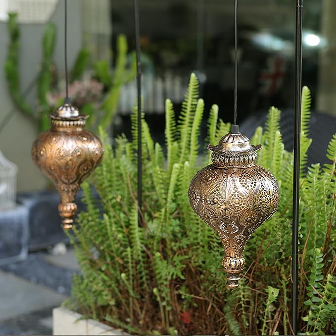 Solar Moroccan Lantern Outdoor Garden Decor(2 Pack) Solar Lanterns Outdoor Waterproof, Lanterns Decorative Outdoor Lights for Patio Pathway Yard Porch Backyard.