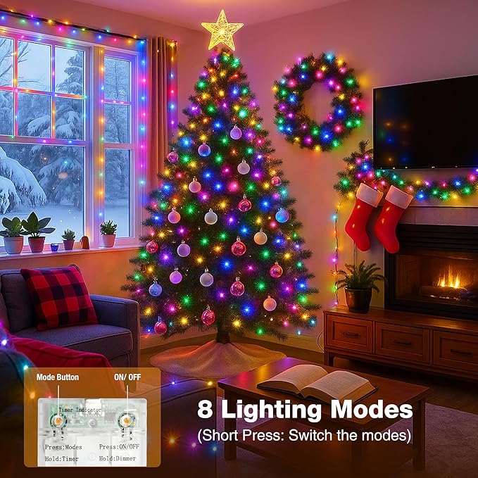 6 Pack 16FT 50 LED Fairy Lights Battery Operated with Timer, 8 Modes USB Mini Twinkle Light, Small String Lights for Christmas Tree Wreath Vase Bedroom DIY Wedding Decorations-Multi-Colored
