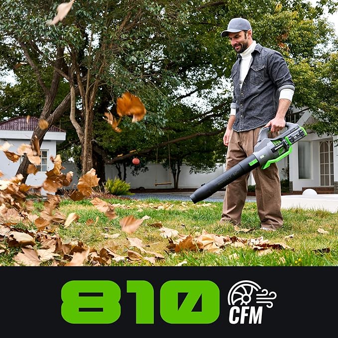 Electric Leaf Blower, 810 CFM Variable-Speed, 60-Volt Lithium-ion Cordless Leaf Blower with 5.0Ah Battery and Charger Included, Powerful for Yard Cleaning