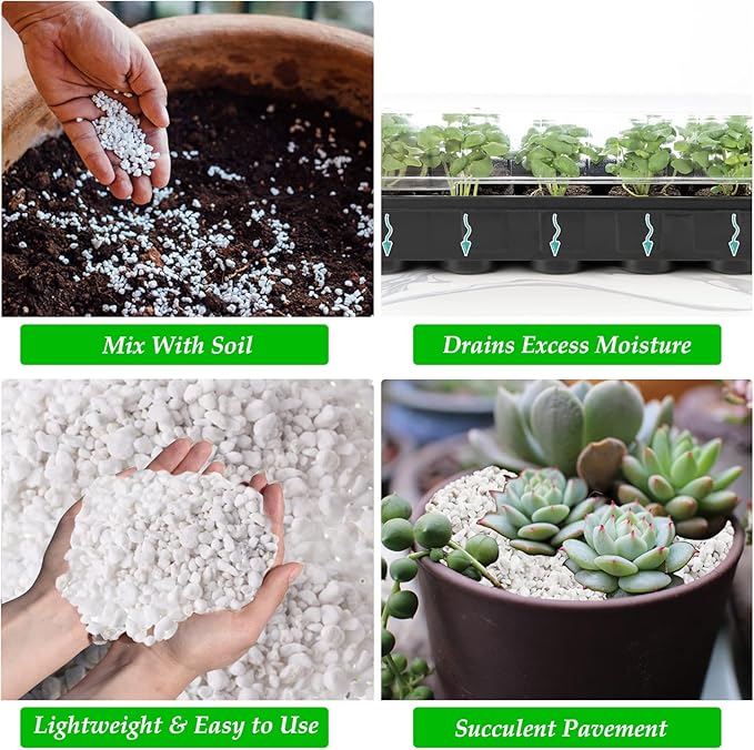 Legigo 4 Quarts Organic Horticultural Perlite for Plants Indoor- Natural Horticultural Soil Additive Conditioner Mix for Improves Drainage, Ventilation and Root Growth
