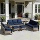 Joyside Outdoor Patio Chairs, 7 Pieces Wicker Rattan Furniture Set, 2 Patio Chairs, 2 Sofa, 2 Ottoman and 1 Table, Metal Wide Armrest, Thick Cushions and Deep Seating for Garden, Backyard, Porch