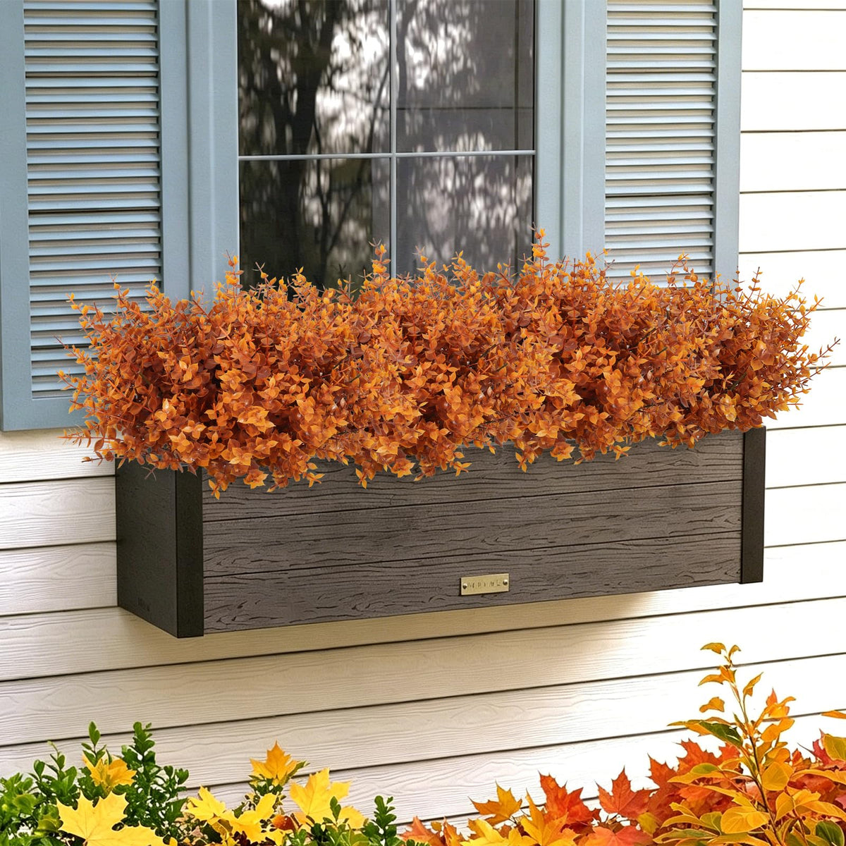RECUTMS 12Pcs 13.8" Artificial Fall Plants Faux Outdoor Plants Fake Bushes