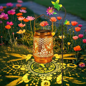 Solar Lanterns Outdoor with Shepherd Hook Waterproof Hummingbird Sunflower Garden Decor, LED Hanging Lights Metal Decor for Yard, Patio, Tabletop, Lawn, Perfect Christmas Gift for Women, Mom, Grandma