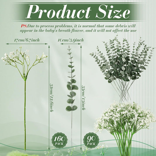 Retrowavy 250 Pcs Babys Breath Artificial Flowers Bulk Babys Breath Flowers