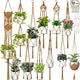 Hoteam 12 Pcs Macrame Plant Hangers Macrame Hanging Planters for Indoor Plants Handmade Boho Hanging Baskets Flower Pots Holder for Outdoor Home Wall Decor