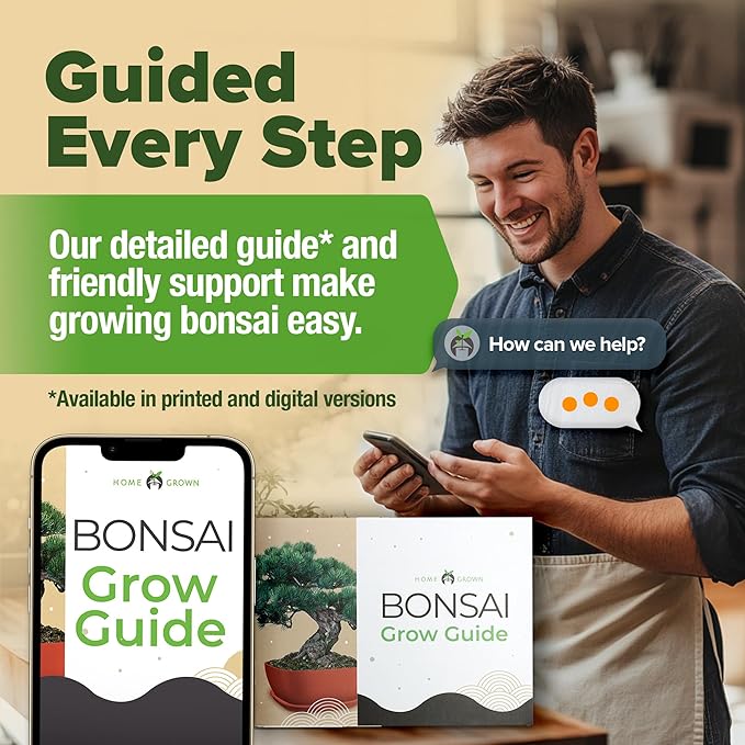 HOME GROWN Bonsai Tree Kit – 6 Heirloom Varieties with Unique Pots – DIY Bonsai Starter Kit for Adults & Beginners – Christmas Gift for Men Women Gardeners Plant Lovers – Indoor Growing Kit
