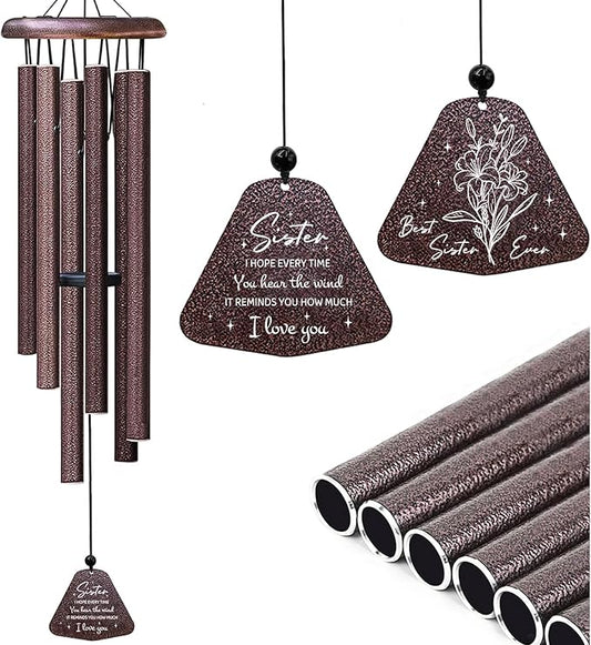 Fusui Sister Gifts Wind Chimes 32", Gifts for Sisters, Big Sister Birthday Gift from Sis/Brothers, Christmas Mothers Valentines Day Graduation Gift for Sisters, Best Sis Ever Presents for Women