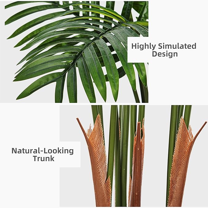 ASTIDY Artificial Palm Tree 5FT - Fake Tree with White Tall Planter - Faux Tropical Areca Floor Plant in Pot - Artificial Silk Plant for Home Office Living Room Decor Indoor