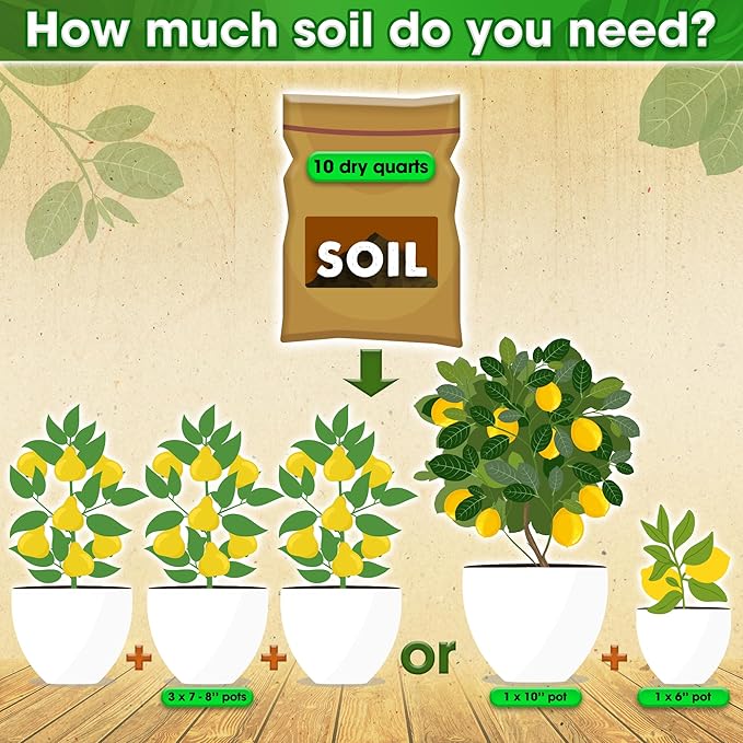 DUSPRO Recycle Citrus Tree Potting Soil Mix for Potted Lemon Tree, Specialized for Oranges, Fruit Tree Indoor Planting Pre-Mixed 4-in-1 Ready to Use (10 Quarts)