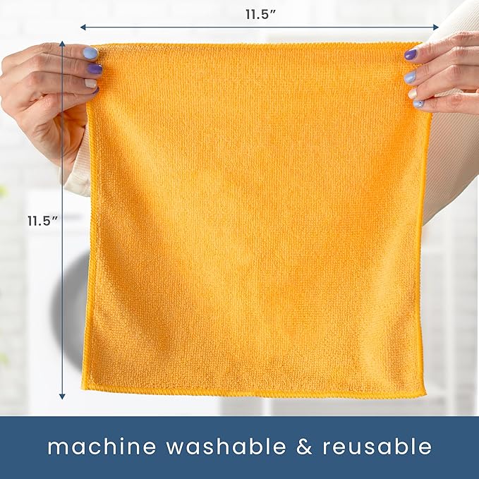 S&T INC. 200 Pack Microfiber Cleaning Cloth, Bulk Towels for Home, Reusable Microfiber Towels for Cars, Cleaning Rags, Assorted, 11.5 Inches x 11.5 Inches, 200 Count