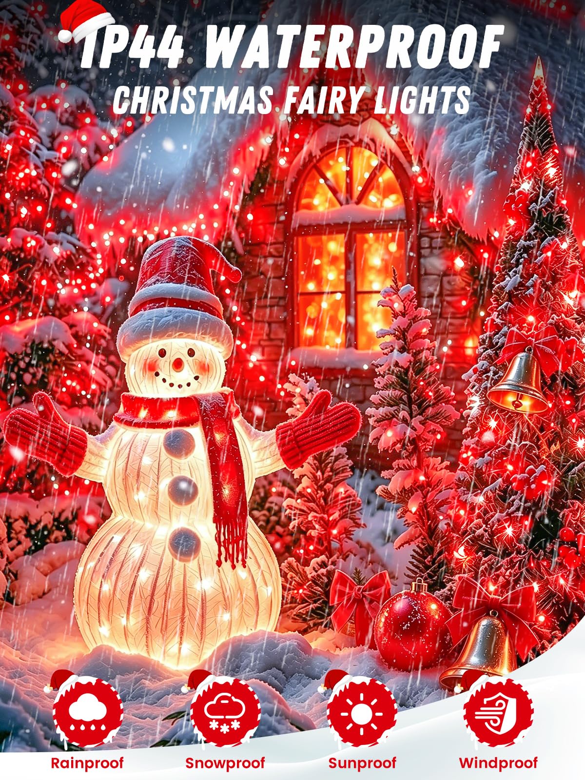 2 Pack 100 LED Fairy Lights Battery Operated with Remote Timer, 33 FT Red