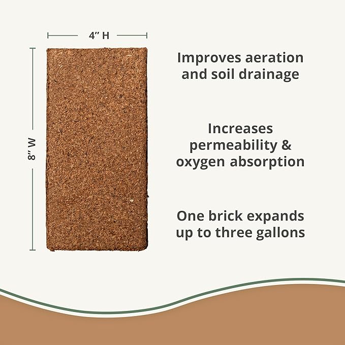 Coco Coir 650gm Bricks (10-Pack) - Organic Coco Coir for Plants - OMRI-Listed Cocopeat Bricks for Garden Soil & Potting Mixes - Coconut Fiber Mixes with Potting Soil for Indoor & Outdoor Plants