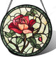 AMDERVEN Stained Glass Window Hanging, Red Rose Flowers Sun Catcher for Door Garden Home Decor Suncatcher Christmas Mother's Day Birthday Gifts for Women Lovers Men Wife Girlfriend Mom Nana 11.8 in