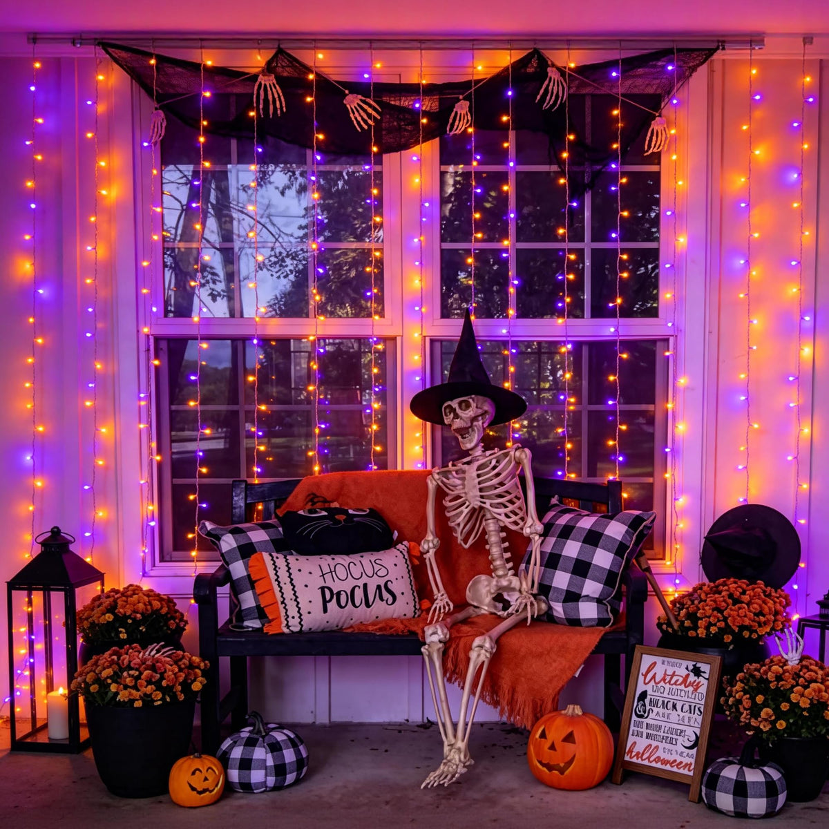 JMEXSUSS 200 LED USB Plug in Orange and Purple Halloween Lights