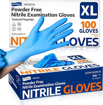 Medical Soft Max™ Nitrile Exam Gloves, 100 Count Latex-Free Powder-Free Non-Sterile Food Safe Disposable Glove, Blue