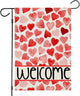 Welcome Love Hearts Garden Flags for Outside Decoration, Valentines Love Hearts Small Yard Flag, Anniversary Wedding Seasonal Farmhouse Holiday Outdoor Decor 12x18 Inch Vertical Double Sided