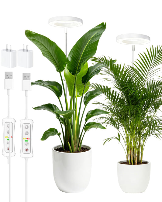 yadoker Plant Grow Light,LED Growing Light Full Spectrum for Indoor Plants,Aluminum Black Plant Lights,Height Adjustable, Automatic Timer, 5V Low Safe Voltage