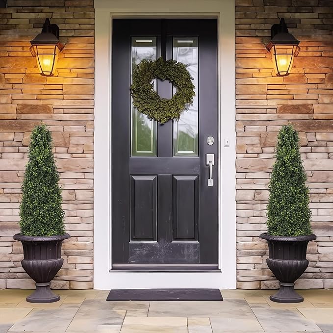 Azoco 4ft Artificial Boxwood Topiary Trees (Set of 2) - UV Resistant Faux Plants Outdoor, Realistic 48in Fake Potted Bushes and Shrubs for Front Porch, Planter, Patio - Low Maintenance & Evergreen