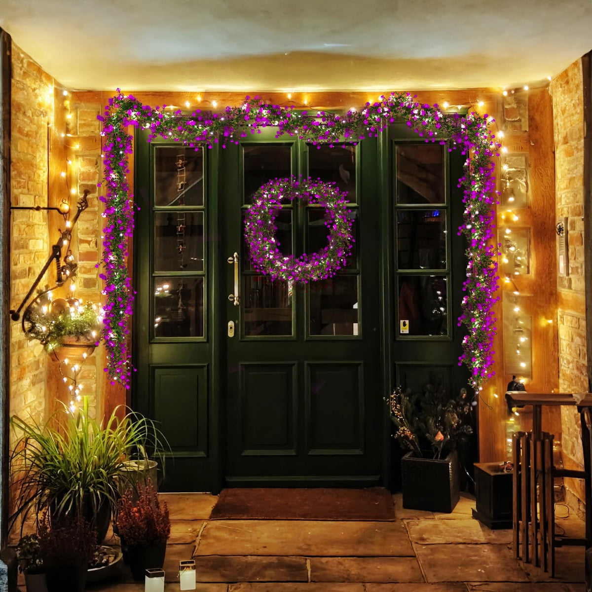 RECUTMS 3 Pcs Artificial Garland Greenery Fake Hanging Spring Lighted Vines
