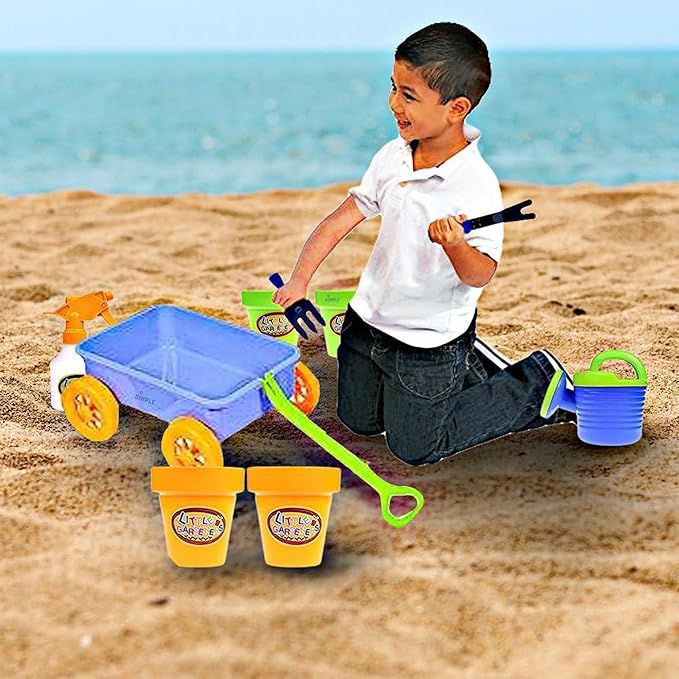 Dimple Garden Wagon & Tools Toy Set Premium 15 Pcs Kids Gardening Tools & Wagon Toy Set - Sturdy & Durable - Top Yd, Beach, Sand, Garden Play Set for Kids & Toddlers