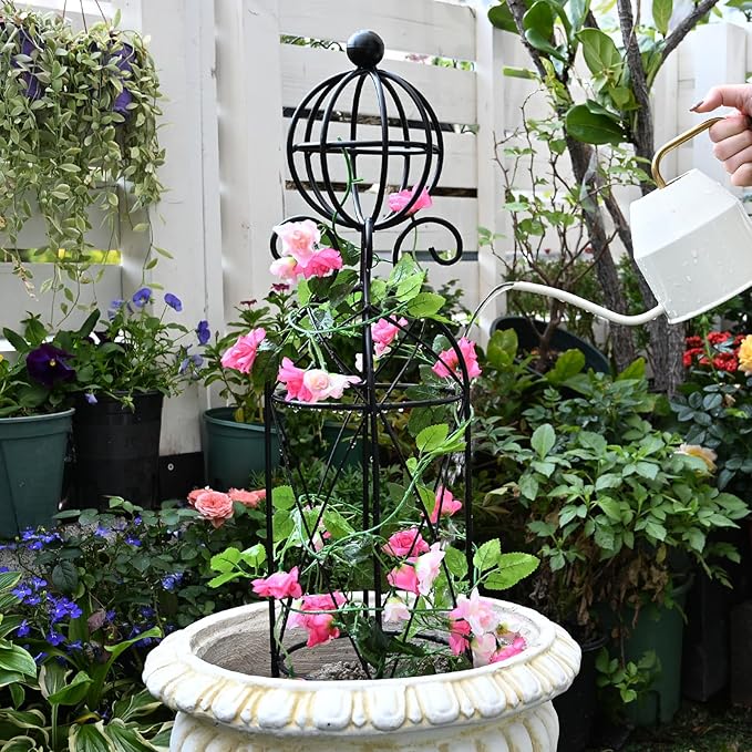 Garden Obelisk Trellis for Climbing Plants - 27.1" x 7.8" -Durable Metal Design, Rust-Proof, Ideal for Indoor & Outdoor Use, Perfect for Roses, Topiaries, and Garden Decor