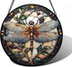 DASTOLL Stained Glass Window Hanging - Dragonfly Plant Suncatcher Ready to Hang Window Doors Home Decoration, Christmas, Mother's Day Birthday Gifts for Women, Men, and Mom11.8x11.8 in