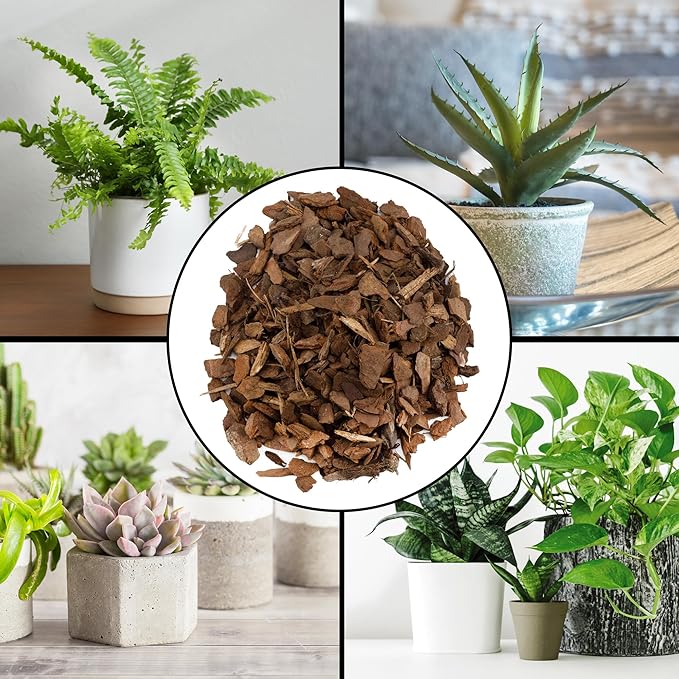 Houseplant Mulch (8 Quarts), Small Bark Wood Chips for Indoor, Patio, Potting Media, and Much More!