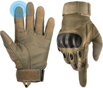 Tactical Gloves for Men, Shooting & Motorcycle Gloves with Hard Shell Knuckle Protection & Leather Palm for Airsoft Motorcycle Cycling Paintball Sports Climbing Training Hunting