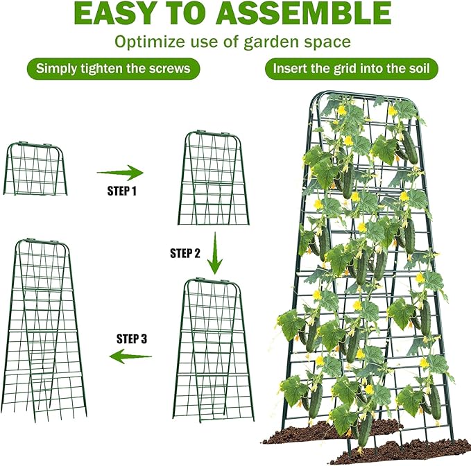 Heavy Duty 50"x17" Adjustable A-Frame Trellis for Climbing Plants – Rust-Proof Metal Garden Trellis with Dense Grid Design, Perfect for Raised Beds, Tomatoes, Cucumbers & Outdoor Vines (Green, 1 Pcs)