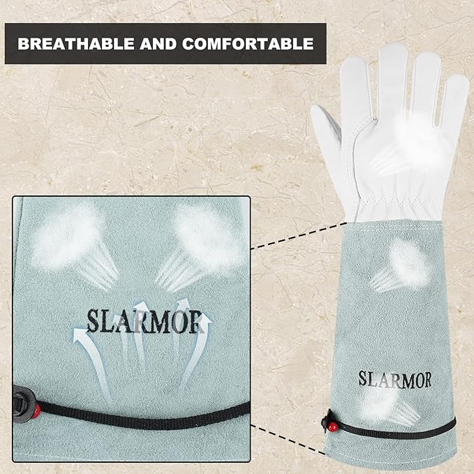 SLARMOR Long-Gardening-Gloves Women/Men-Thorn proof Rose Pruning Heavy Duty Gauntlet-XS