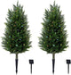 Pair Artificial Cedar Topiary Christmas Trees, 3ft UV-Resistant Faux Cypress shrubs w/Ground Spikes (Including Lights),Tall Evergreen Decorative Plants for Outdoor & Indoor Porch, Patio, and Garden